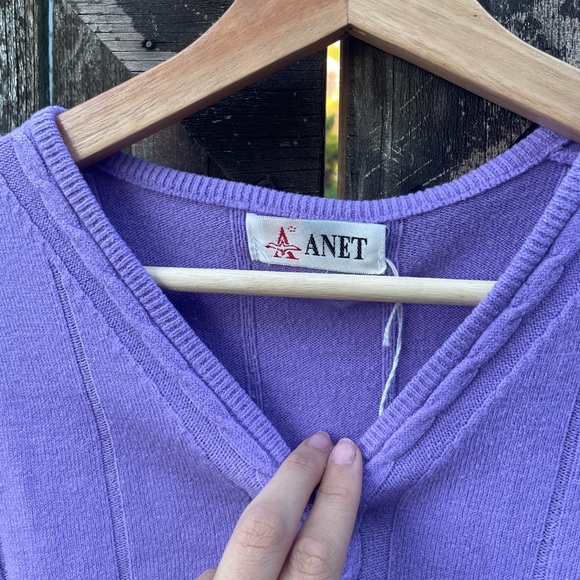 Purple Vintage V neck Sweater - Picture 3 of 5